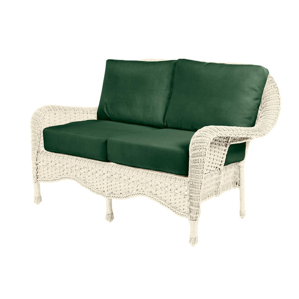 plow & hearth Prospect Hill Outdoor Wicker Deep Seating Love Seat with Cushions