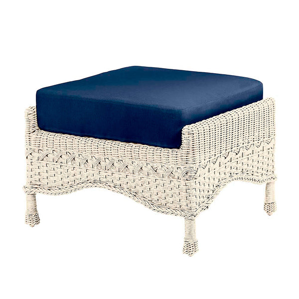 Plow & Hearth Prospect Hill Outdoor Wicker Deep Seating Ottoman With Cushion