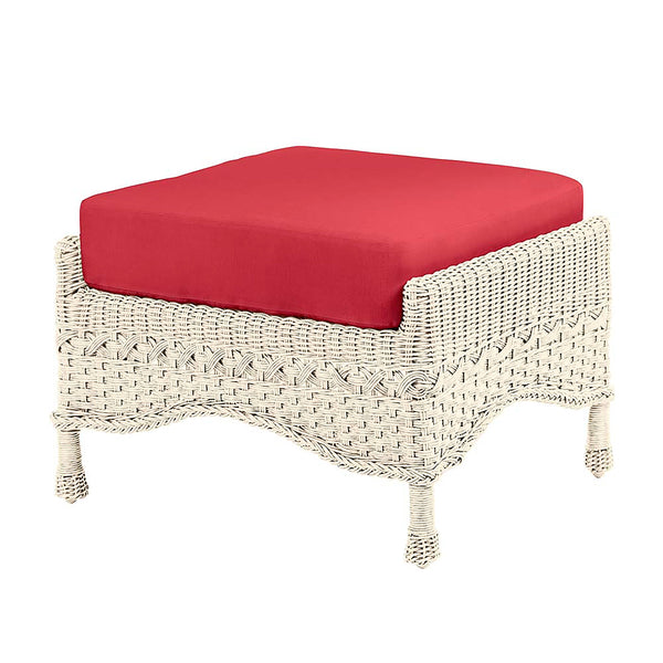 Plow & Hearth Prospect Hill Outdoor Wicker Deep Seating Ottoman With Cushion