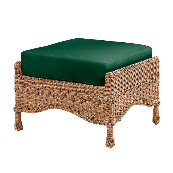 Plow & Hearth Prospect Hill Outdoor Wicker Deep Seating Ottoman With Cushion
