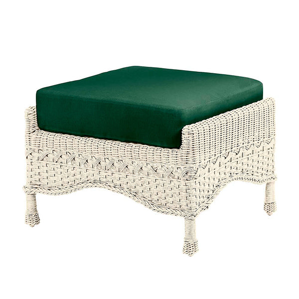 plow & hearth Prospect Hill Outdoor Wicker Deep Seating Ottoman with Cushion