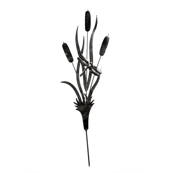 Plow & Hearth Recycled Metal Handmade Cattail Garden Stake