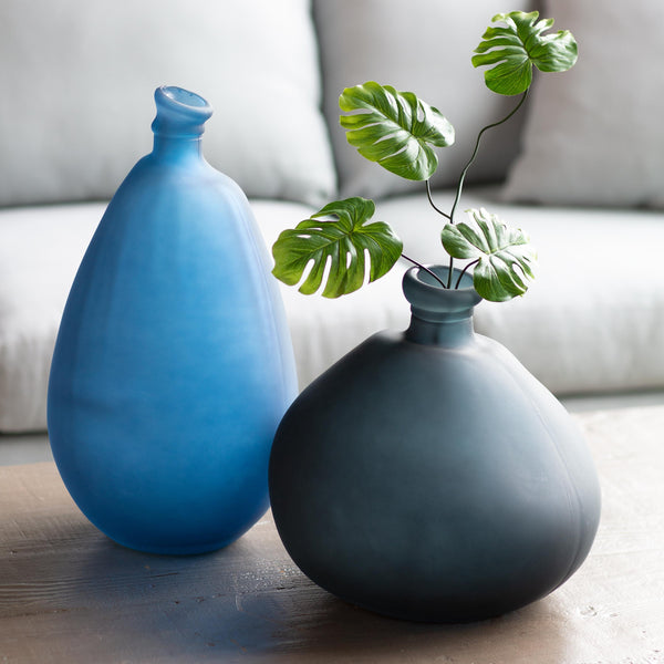 Plow & Hearth Recycled Round Frosted Gray Glass Balloon Vase