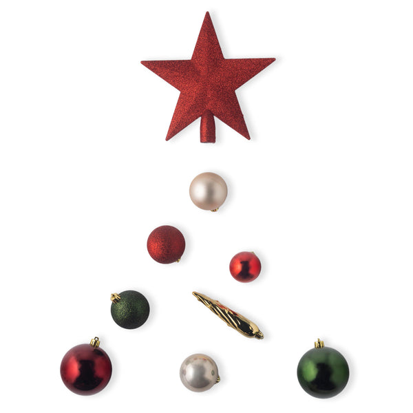 Plow & Hearth Red/Green Shatterproof Christmas Tree Ornaments 33 Pc