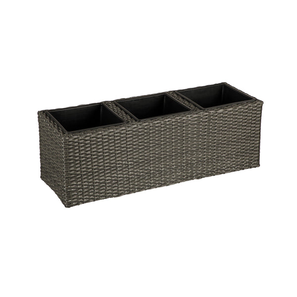 Plow & Hearth Resin Planter With 3 Dividers And 3 Plastic Pots