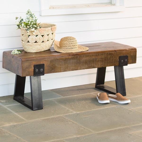 plow & hearth Richland Indoor/Outdoor Reclaimed Wood Bench