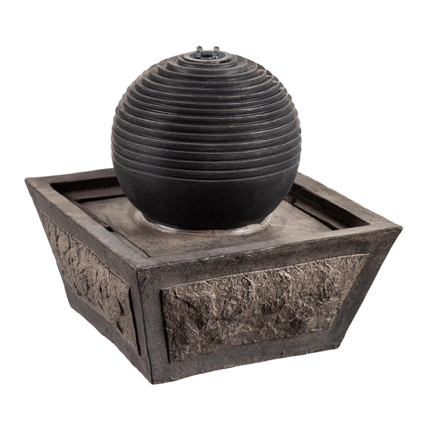 Plow & Hearth Ridged Globe Fountain With Planter Shelf