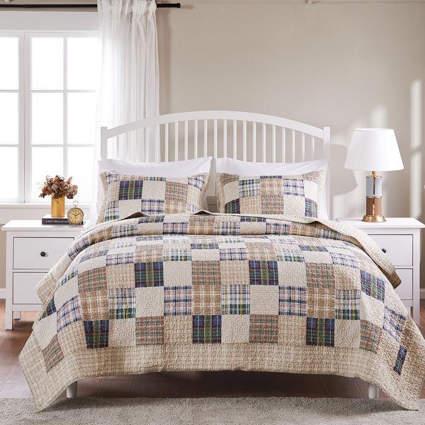 Plow & Hearth Sarah Cotton Quilted Reversible Bedding Set Full/Queen