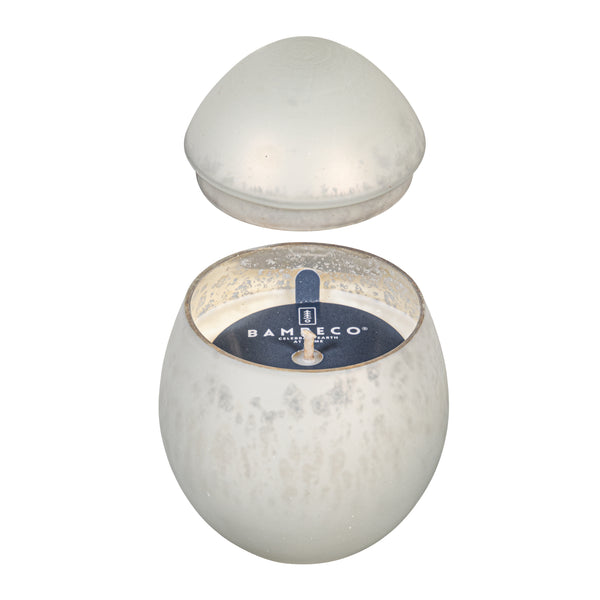 Plow & Hearth SDS HD 7oz Egg Mercury Glass Candle Bright White