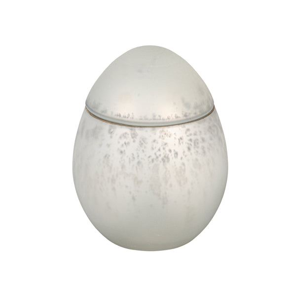Plow & Hearth SDS HD 7oz Egg Mercury Glass Candle Bright White