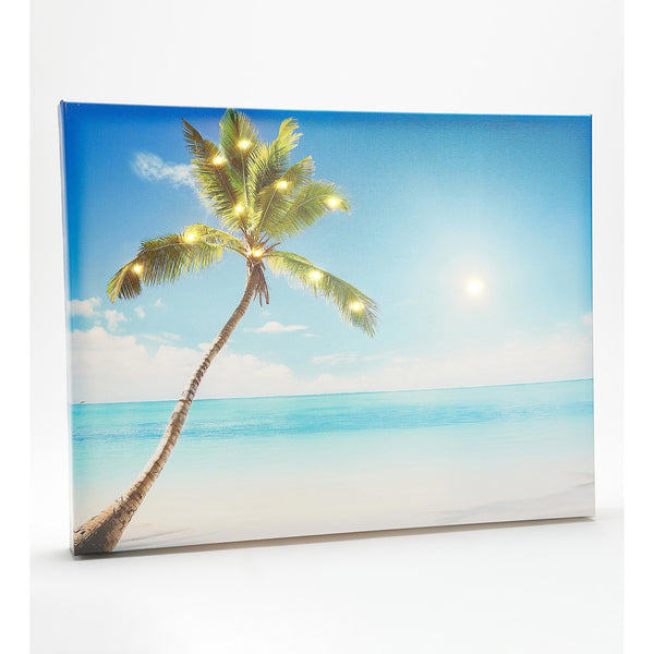 plow & hearth Seaside Palm Illuminated Outdoor Canvas