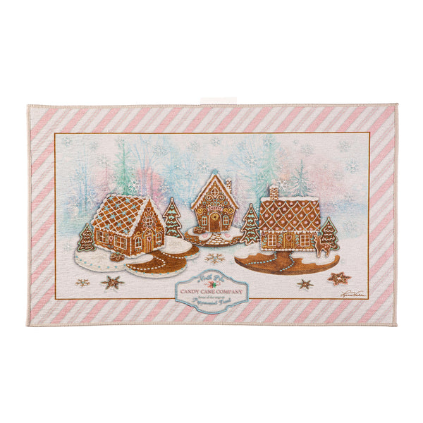 plow & hearth Season's Greeting Gingerbread Washable Indoor/Outdoor Mat