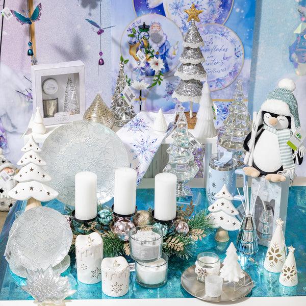 Plow & Hearth Season To Sparkle Bowl Glass Silver Snowflake Shaped Dish 6.75"