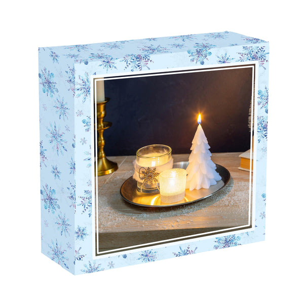 Plow & Hearth Season To Sparkle Candle White Winter Candle And Accessories Table Set