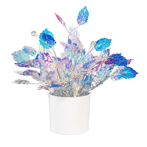 plow & hearth Season to Sparkle Faux Floral Table Decor Artificial Iridescent Floral in Pot 13"H
