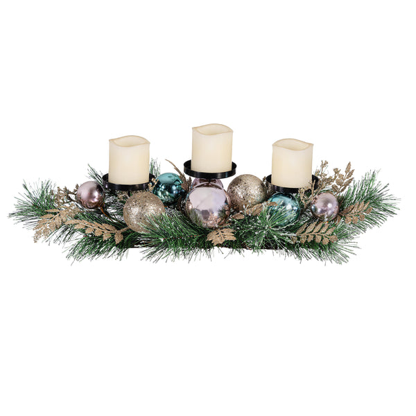 Plow & Hearth Season To Sparkle Faux Floral Table Decor Candle Holder Artificial