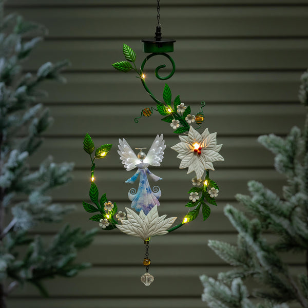 Plow & Hearth Season To Sparkle Garden Stake 4-in-1 Solar Garden Stake Angel 48"H