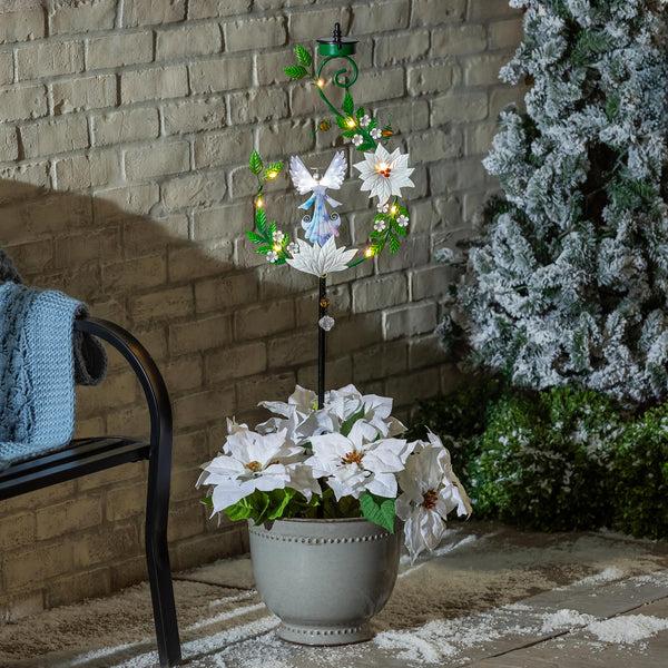 Plow & Hearth Season To Sparkle Garden Stake 4-in-1 Solar Garden Stake Angel 48"H