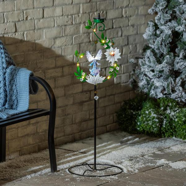 plow & hearth Season to Sparkle Garden Stake 4-in-1 Solar Garden Stake Angel 48"H