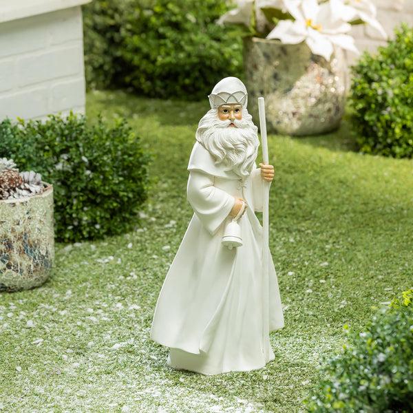 plow & hearth Season to Sparkle Garden Statue Resin Garden Statue Saint Nick 20"H