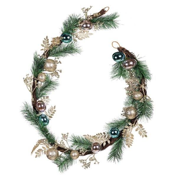 Plow & Hearth Season To Sparkle Garland Artificial With Ornaments 72" H