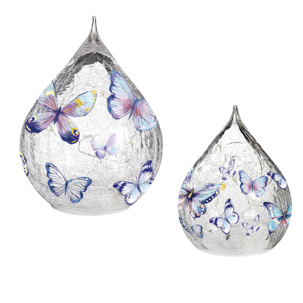 Plow & Hearth Season To Sparkle LED Table Decor Glass Teardrop Set Of 2