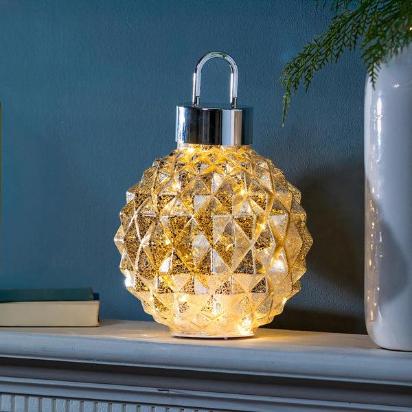 plow & hearth Season to Sparkle LED Table Decor Ornament Shaped Rotating Glass 12.25"H