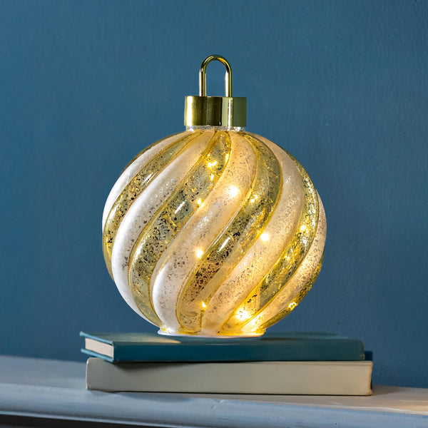 plow & hearth Season to Sparkle LED Table Decor Ornament Shaped Rotating Glass 10"H