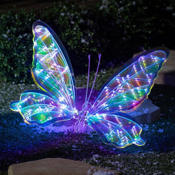 plow & hearth Season to Sparkle Outdoor Lamp & Lighting LED Butterfly 24"H