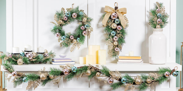 Plow & Hearth Season To Sparkle Swag Artificial With Ornaments 24"H