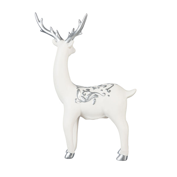 Plow & Hearth Season To Sparkle Table Décor Deer With Metallic Embellishment Ceramic Set