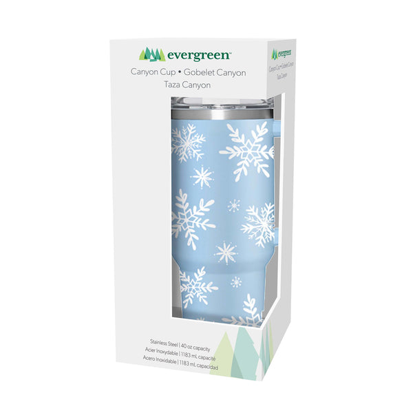 Plow & Hearth Season To Sparkle Tumbler Stainless-Steel Canyon Cup W/ Straw Snowflakes 40oz Gift Box