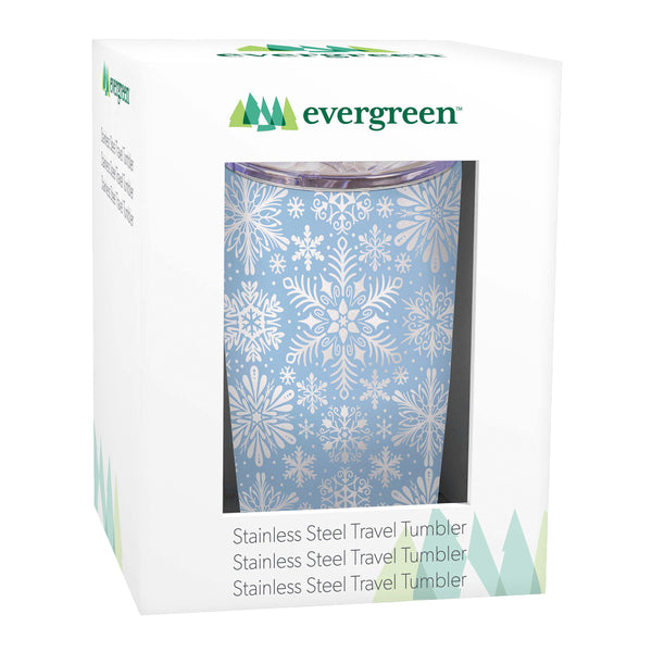 Plow & Hearth Season To Sparkle Tumbler Stainless-Steel Snowflakes 20oz Gift Box