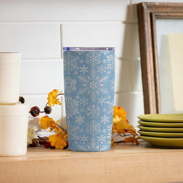 plow & hearth Season To Sparkle Tumbler Stainless-Steel Snowflakes 20oz Gift Box