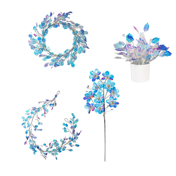 Plow & Hearth Season To Sparkle Wreath Artificial Iridescent Leaf 20"H