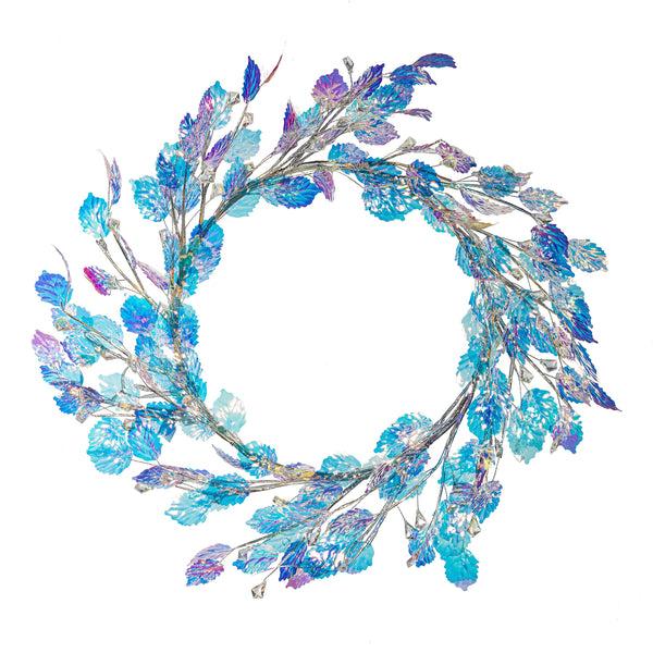 plow & hearth Season to Sparkle Wreath Artificial Iridescent Leaf 20"H