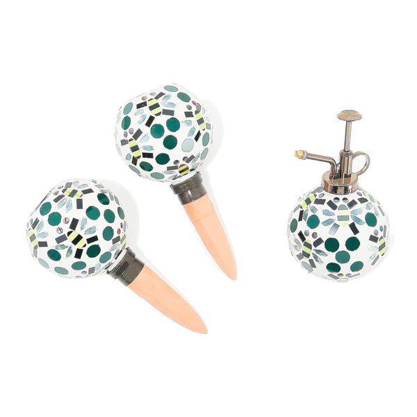 plow & hearth Set of 3 Mosaic watering globe with coordinated mister set Bee