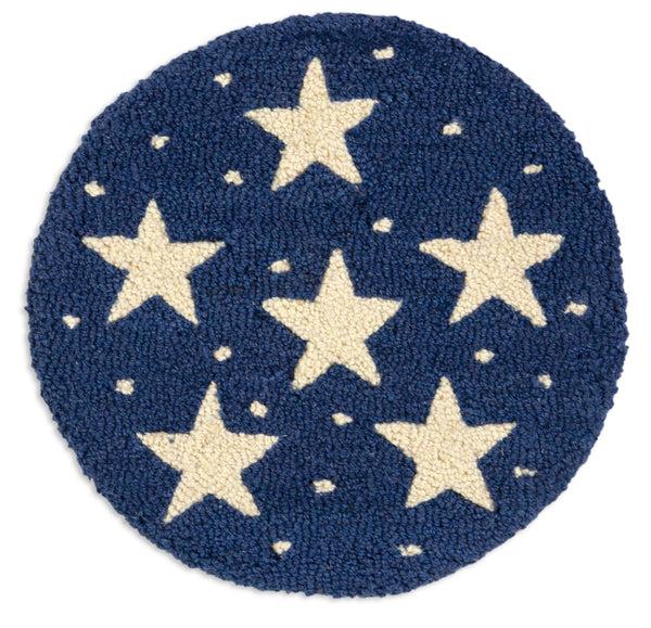 plow & hearth Set of 4 Midnight Stars Hooked Wool Chair Pads