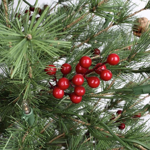 Plow & Hearth Shades Of Emerald 60"H Lit Artificial Christmas Pine Tree With Resin Birch Pot