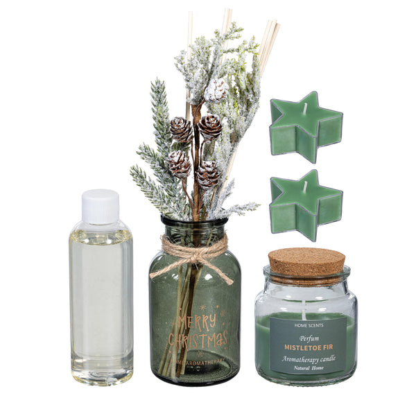 Plow & Hearth Shades Of Emerald Candle And Diffuser Soy Blend Wax Candle And Diffuser Set