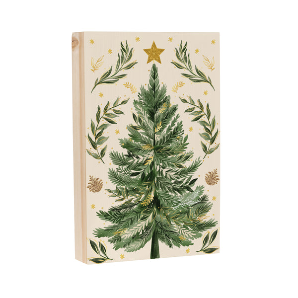 Plow & Hearth Shades Of Emerald Christmas Tree Sign Wood Block 12"L X 8"H