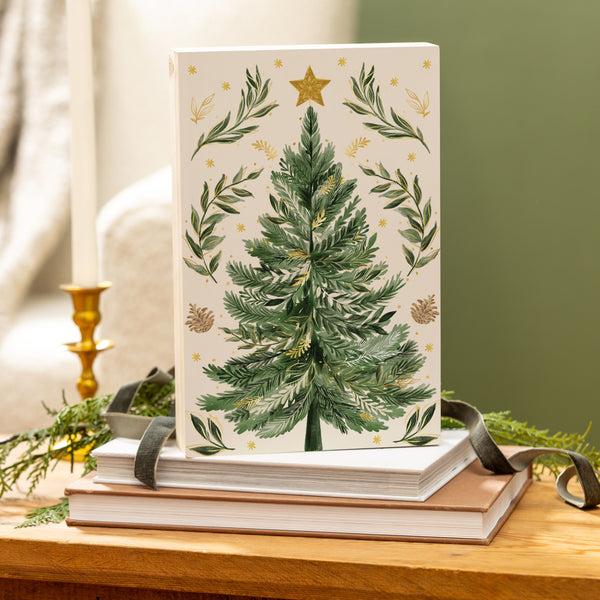 plow & hearth Shades of Emerald Christmas Tree Sign Wood Block 12"L x 8"H