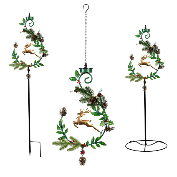 Plow & Hearth Shades Of Emerald Garden Stake 4-in-1 Solar Garden Stake Deer 48"H
