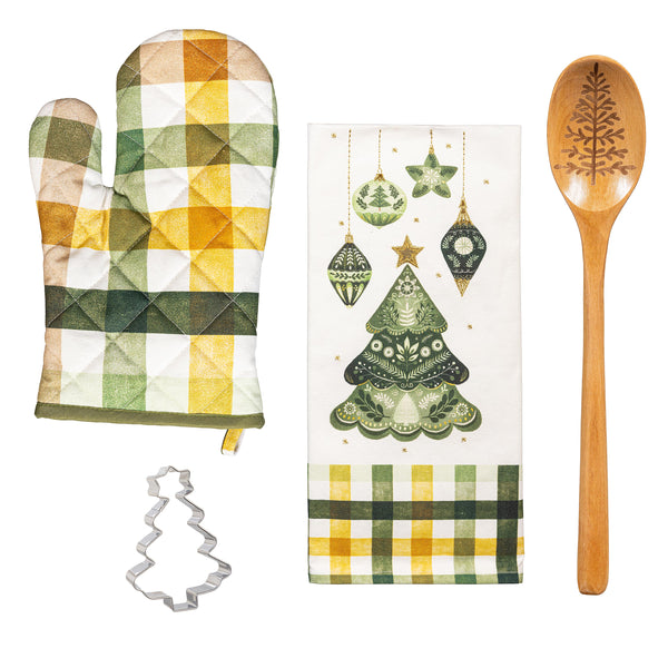 plow & hearth Shades of Emerald Kitchen Gift Set Baking Set