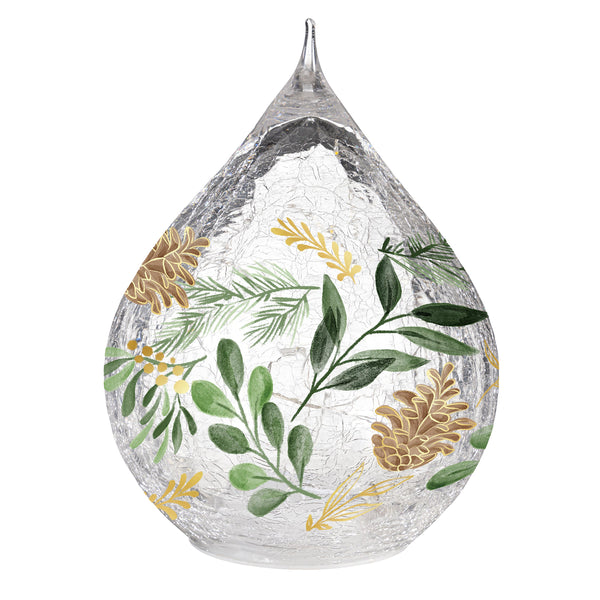 Plow & Hearth Shades Of Emerald LED Table Décor Glass Teardrop Set Of 2