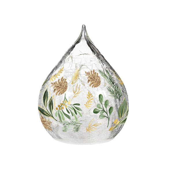 Plow & Hearth Shades Of Emerald LED Table Décor Glass Teardrop Set Of 2