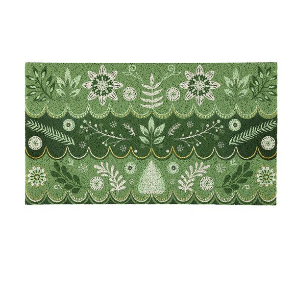 Plow & Hearth Shades Of Emerald Scandi PVC Trapper Mat 28"x16"