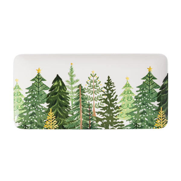 Plow & Hearth Shades Of Emerald Serveware Rectangular Melamine Platter With Spreader Set