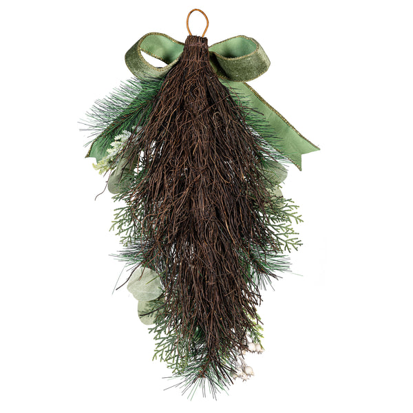 Plow & Hearth Shades Of Emerald Swag Artificial With Ornaments 25"H