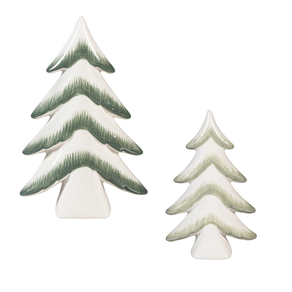 Plow & Hearth Shades Of Emerald Table Décor Ceramic Tree Set Of 2